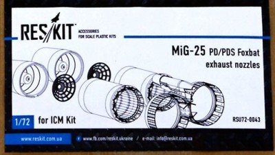 Reskit RSU72-0043 MiG-25 PD, PDS exhhaust nozzles (ICM) 1/72