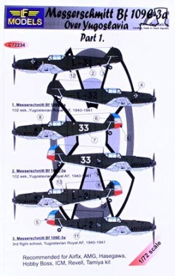 Lf Model C72234 Decals Bf 109E3a Yugoslavia (ICM,REV,TAM) I. 1/72