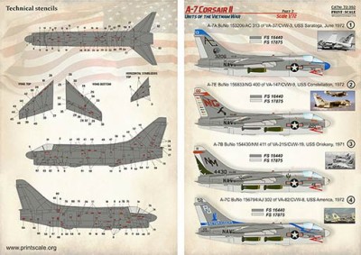Print Scale 72392 A-7 Corsair II Part 3 &amp; technical stencils 1/72