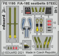 Eduard FE1195 F/A-18E seatbelts STEEL (MENG) 1/48