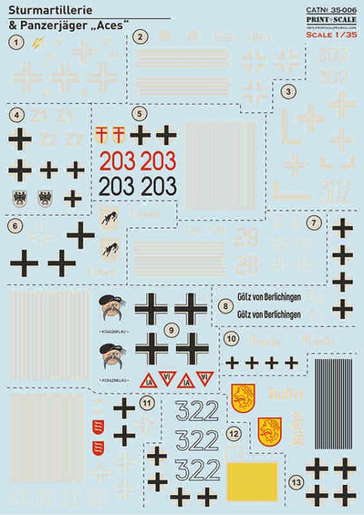 Print Scale C35006 Sturmartillerie & Pancerjager 'Aces' (decal) 1/35