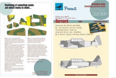 Peewit P77003 Paper Camouflage mask Harvard (SP.HOB.) 1/72