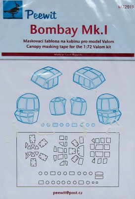 Peewit PW-M72019 1/72 Canopy mask Bombay Mk.I (VALOM)