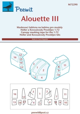 Peewit M72290 Canopy mask Alouette III (HELL/KP) 1/72