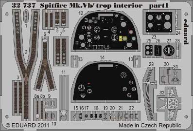 Eduard 32737 1/32 Цветное Фототравление для Spitfire Mk.Vb/ trop interior S.A.