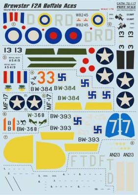 Print Scale 72-117 Brewster F2A Buffalo Wet decal 1/72