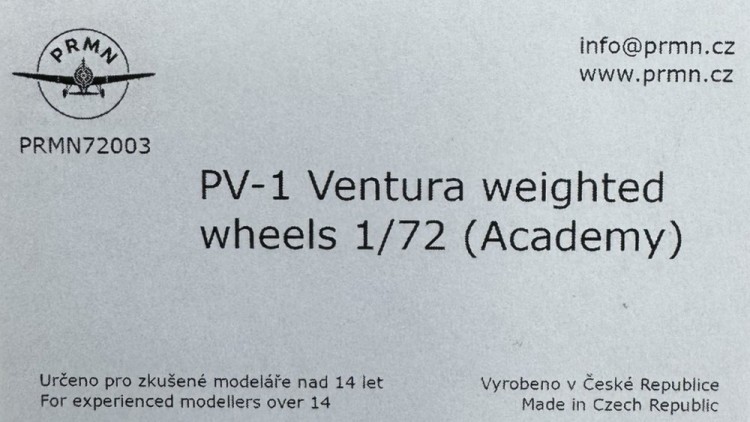 Prmn.Cz 72003 PV-1 Ventura - Weighted Wheels (ACAD) 1/72