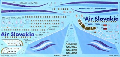 BOA Decals 14457 Boeing 757-200 Air Slovakia (MINICR.) 1/144
