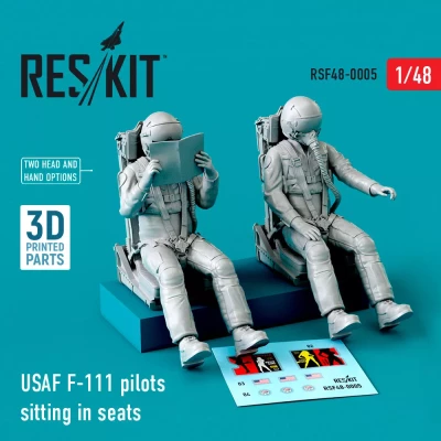 Reskit F48005 USAF F-111 pilots sitting in seats - 2 pcs. 1/48