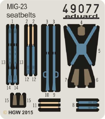 Eduard 49077 1/48 Фототравление для MiG-23 seatbelts FABRIC (ремни безопасности)