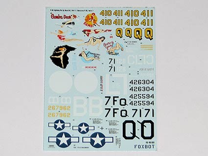 Foxbot Decals FBOT48081A Lockheed P-38 Lightning Pin-Up Nose Art, Part I (Stencils not included) 1/48