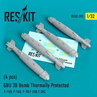 Reskit RS32-0293 GBU 38 Bomb Thermally Protected (4 pcs) (F-14B, F-14D, F-18,F-35B,F-35C) Aademy, Revell, Trumpeter, Kitty Hawk, Tamiya, Hasegawa, Italeri 1/32