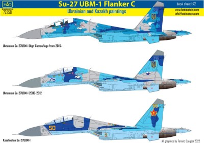 HAD 72258 Decal Su-27 UBM-1 Flanker C (UA &amp; KZ camo) 1/72