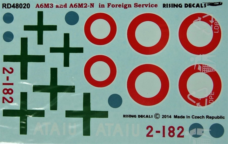 RISING DECALS RIDE48020 1/48 A6M3 and A6M2-N in Foreign Service (2x camo)