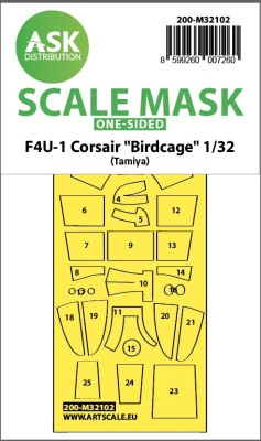 Art Scale 200-M32102 Vought F4U-1 Corsair &quot;Birdcage&quot; - canopy frame paint masks (outside only) 1/32