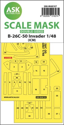 Art Scale 200-M48107 Douglas B-26C-50 Invader canopy frame paint masks (inside and outside), self-adhesive pre-cut 1/48