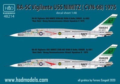 HAD 48214 Decal RA-5C Vigilante USS Nimitz - part 1 1/48