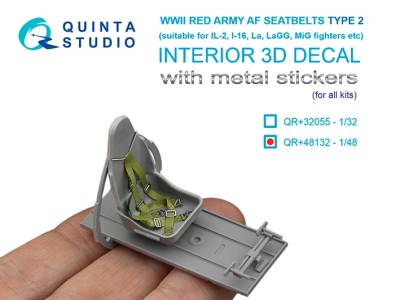 Quinta studio QR+48132 Комплект ремней для самолета ВВС РККА тип 2, ВОВ (с металлическими пряжками) (для всех моделей) 1/48