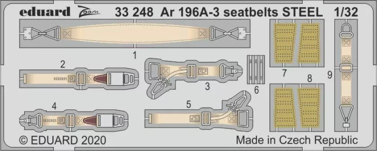 Eduard 33248 Ar 196A-3 seatbelts STEEL (REV) 1/32