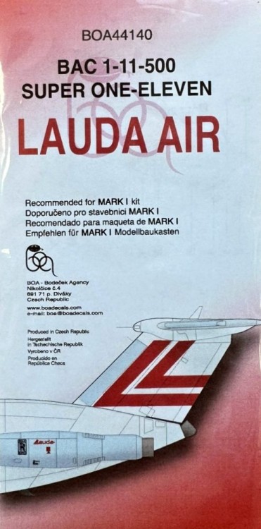 BOA Decals 44140 Decals BAC 1-11-500 Lauda Air (MARK I) 1/144