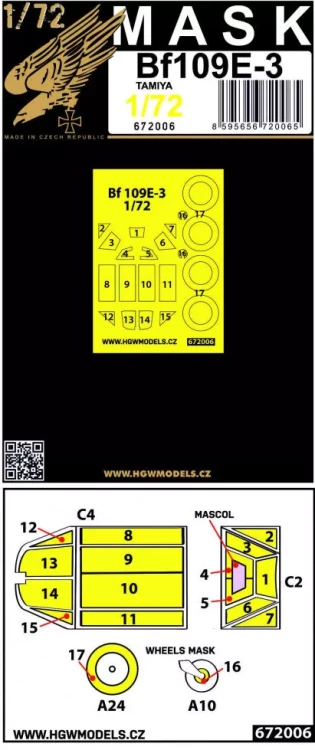 HGW 672006 Mask Bf 109E-3 (TAM) 1/72