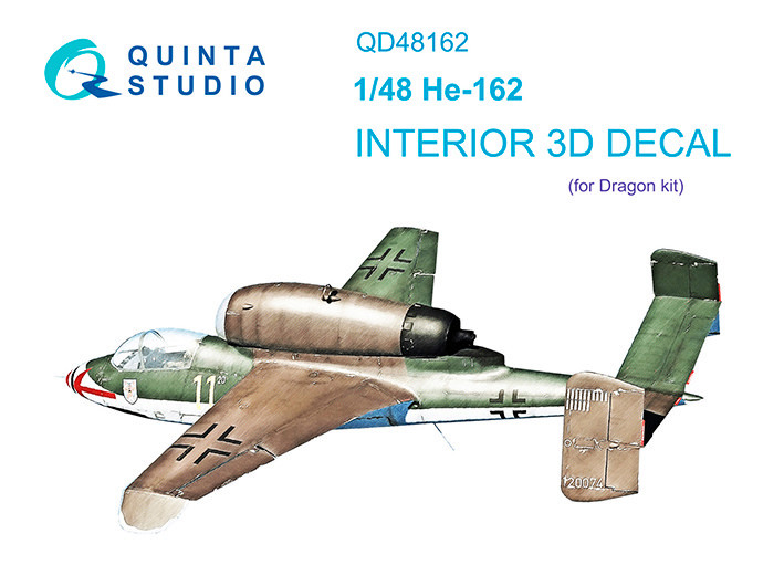 Quinta studio QD48162 He 162 (Dragon) 3D Декаль интерьера кабины 1/48