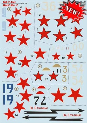 Print Scale 48-130 MiG-3 Aces of WWII (wet decals) 1/48