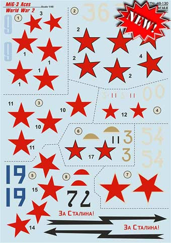 Print Scale 48-130 MiG-3 Aces of WWII (wet decals) 1/48