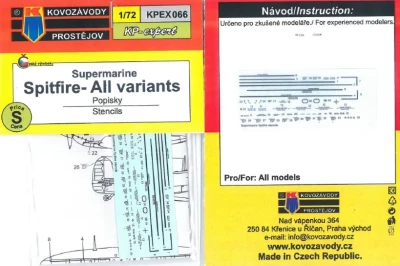 Kovozavody Prostejov EX066 Spitfire stencils (all variants) 1/72