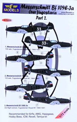 Lf Model C72235 Decals Bf 109E3a Yugoslavia (ICM,REV,TAM) II. 1/72
