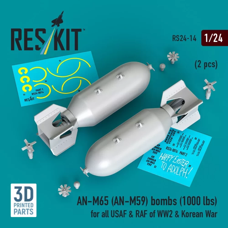 Reskit 24014 AN-M65 (AN-M59) bombs 1000 lbs. (2 pcs.) 1/24