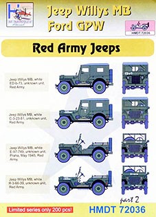 Hm Decals HMDT72036 1/72 Decals Jeep Willys MB/Ford GPW Red Army 2