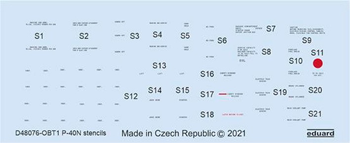 Eduard D48076 Decals P-40N stencils (HAS) 1/48