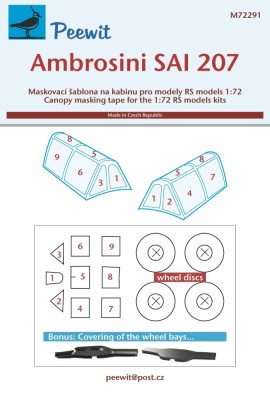 Peewit M72291 Canopy mask Ambrosini SAI 207 (RS) 1/72