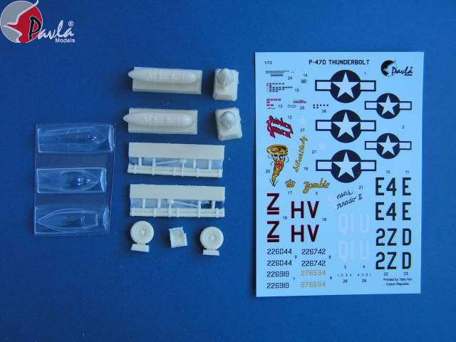 Pavla Models U72-29 P-47D upgrade + vacu canopies + decal sheet 1:72