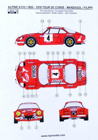 Reji Model 330 Alpine A110 Tour de Corse 1978 (Manzagol) 1/24