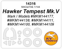 KV Models 14316 Hawker Tempest Mk.V (Mark I Models #MKM144177,#MKM144138, #MKM144111, #MKM144100, #MKM144109) + wheels masks Mark I Models EU 1/144