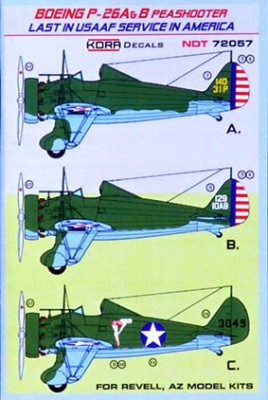 Kora Model NDT72057 P-26A/B Peashooter Last USAAF Service декали декали 1/72