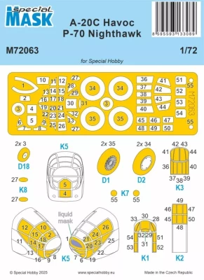 Special Hobby SM72063 Mask for A-20C Havoc / P-70 Nighthawk (SP.H.) 1/72