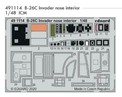 Eduard 491114 SET B-26C Invader nose interior (ICM)