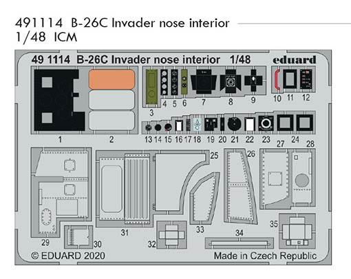 Eduard 491114 SET B-26C Invader nose interior (ICM)
