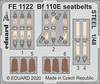Eduard FE1122 1/48 Bf 110E seatbelts STEEL (DRAG)