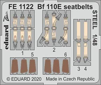 Eduard FE1122 1/48 Bf 110E seatbelts STEEL (DRAG)