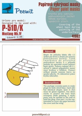 Peewit P41002 Paper paint mask P-51 D/K Mustang Mk.IV (EDU) 1/48