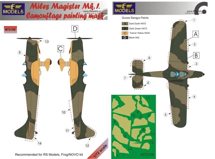 Lf Model M72108 Mask Miles Magister Mk.I Cam.paint. (RS/FROG) 1/72