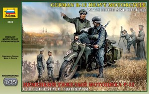 Звезда 3632 Немецкий мотоцикл BMW R-12 с водителем и офицером 1/35