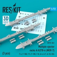 Reskit RS72-341 Multiple ej. racks A/A37B-6 (MER-7) (3 pcs.) 1/72