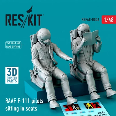 Reskit F48006 RAAF F-111 pilots sitting in seats - 2 pcs. 1/48