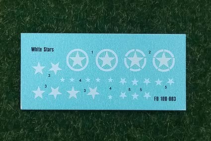 Foxbot Decals FB100-003 White Stars for Battlefront, Plastic Soldier Company, Zvezda 1/100