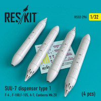 Reskit RS32-0296 SUU-7 dispenser type 1 (4 pcs) (F-4, F-100, F-105, A-7, Canberra Mk.20) Trumpeter, Tamiya 1/32